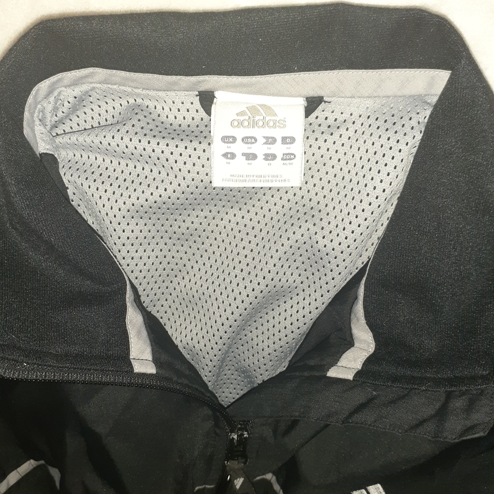 Mens Adidas Windbreaker Jacket Nylon Black Gray Size M - Picture 6 of 8